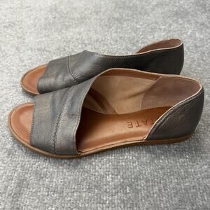 1.STATE Shoes Womens Size 6.5M Celvin Peep Toe Flats Comfort Casual Pewter Gray